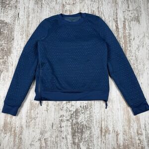 Ivivva/Lululemon Quilted Reversible Pullover Sweatshirt Teal Blue‎ Side Zip